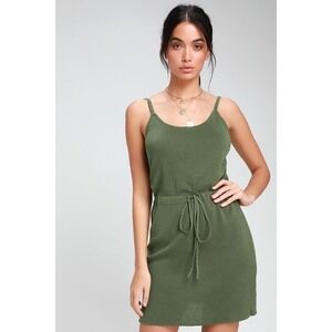 Lulus Thula Olive Green Knit Mini Dress - Size M